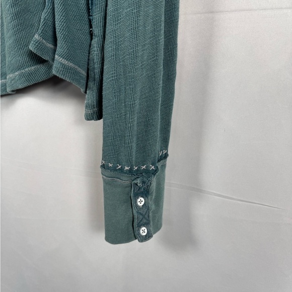 Free People We The Free Taylor Henley Tunic Top Teal Oversized Slouchy Boho Lg - Picture 9 of 15